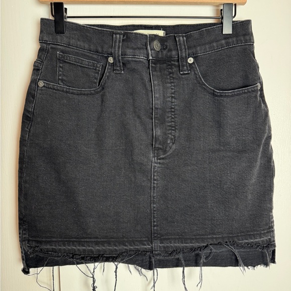 Stretch Denim Straight Mini Skirt in Lunar Wash:‎ Step-Hem Edition, size 27 - Picture 1 of 5